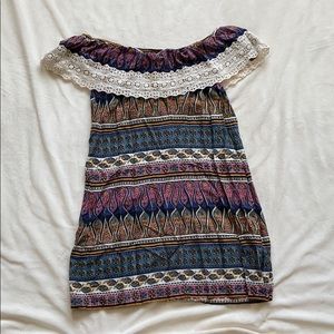 patterned off the shoulder dress